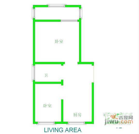 佛心桥小区2室1厅1卫67㎡户型图