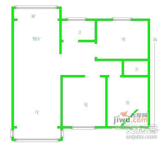 天安恒隆花园3室1厅1卫135㎡户型图