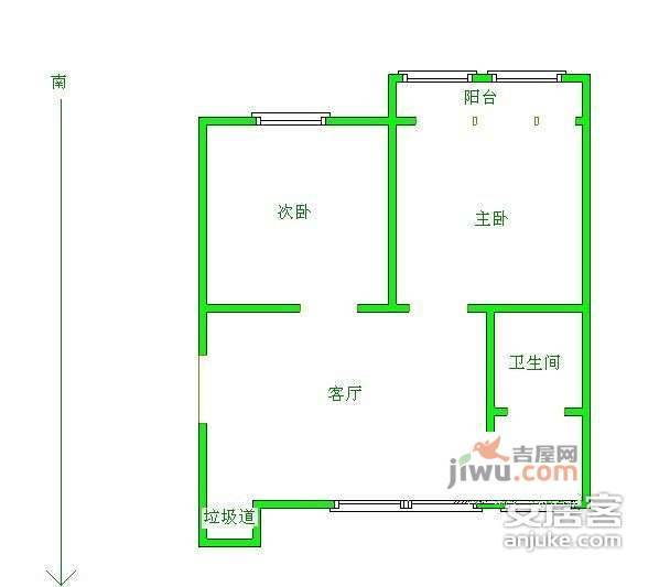 九龙洼2室1厅1卫60㎡户型图