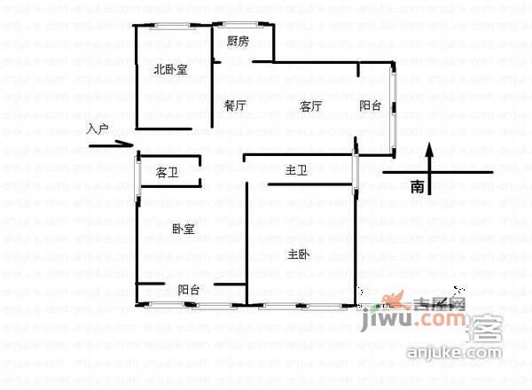 世纪东山3室2厅2卫户型图