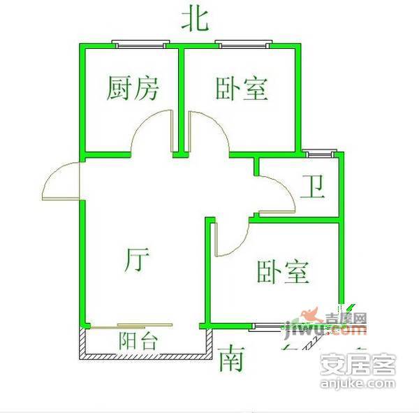 世纪东山2室2厅1卫97㎡户型图