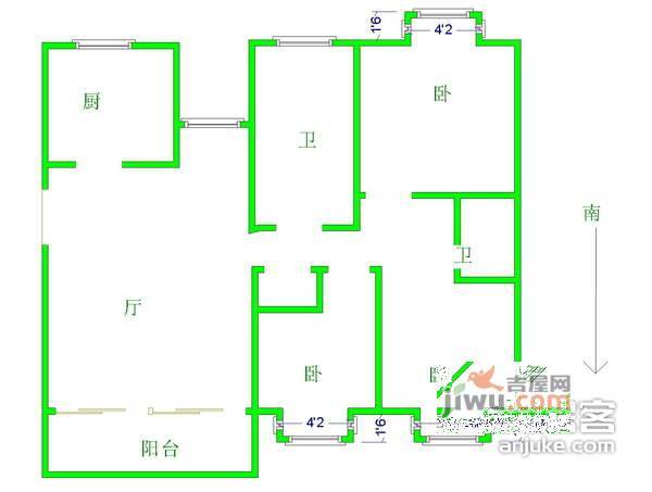 托乐嘉花园3室2厅2卫164㎡户型图