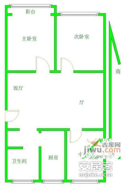 宝地园3室2厅1卫110㎡户型图