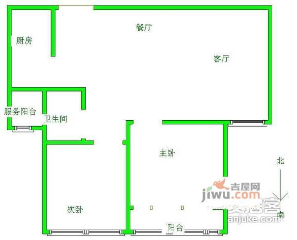 亚东城2室2厅1卫98㎡户型图