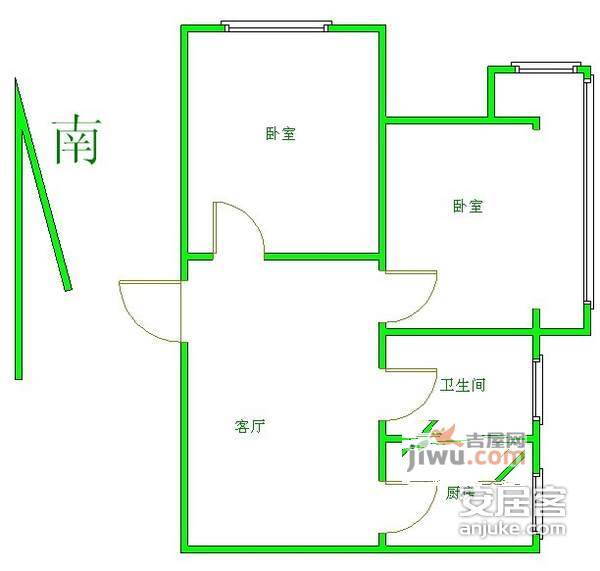 亚东城2室2厅1卫98㎡户型图