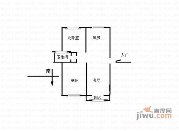 市政天元城檀香座2室1厅1卫90㎡户型图