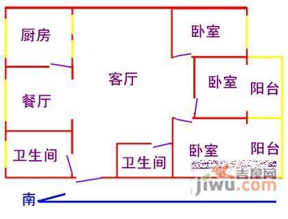 江浦街道小区3室2厅2卫户型图