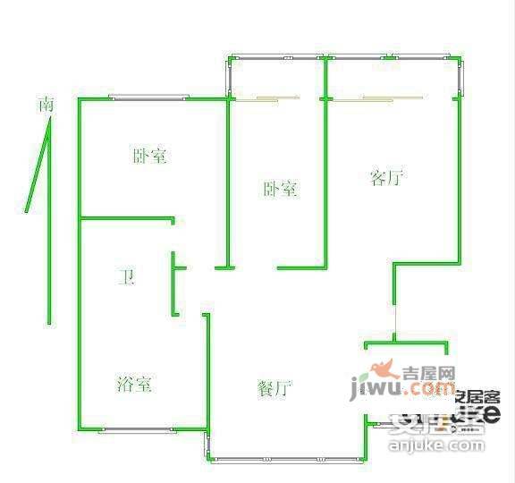 金陵王府2室2厅1卫126㎡户型图