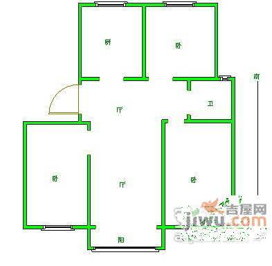 天泓山庄3室2厅1卫126㎡户型图