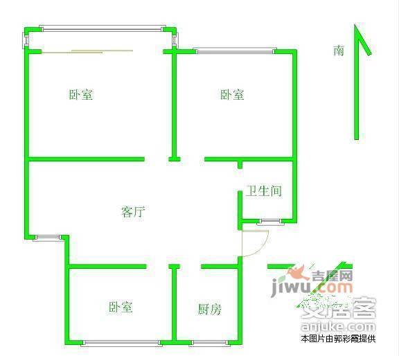 天福园3室2厅1卫103㎡户型图