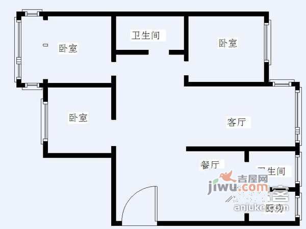 天福园3室2厅2卫139㎡户型图