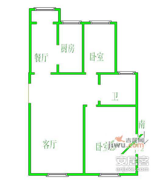 滨江奥城2室1厅1卫户型图