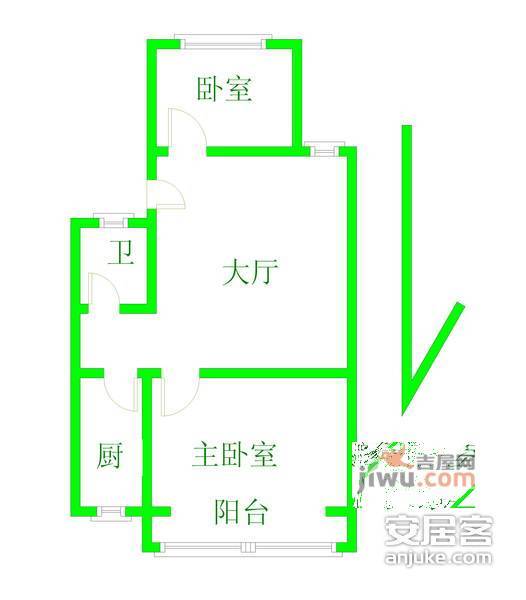 金碧花园2室1厅1卫63㎡户型图