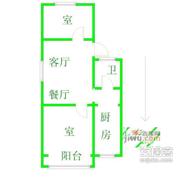 金碧花园2室2厅1卫户型图