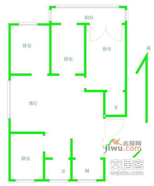 华汇康城5室2厅2卫189㎡户型图