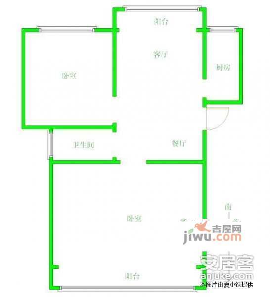 云锦美地碧云居2室1厅1卫93㎡户型图