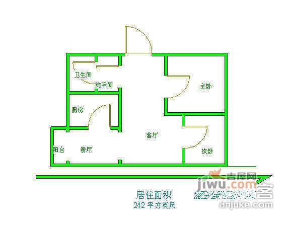 云锦美地碧云居2室2厅1卫93㎡户型图