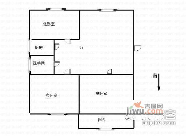 三牌楼小区3室2厅1卫115㎡户型图