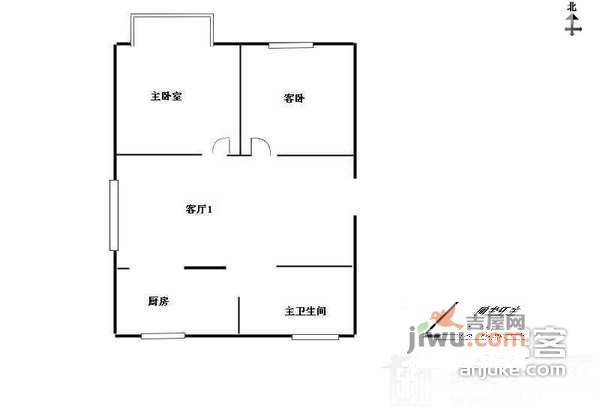 翠屏国际城广场苑2室1厅1卫95㎡户型图