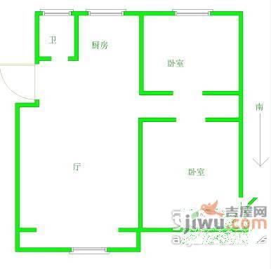 翠屏国际城广场苑2室2厅1卫125㎡户型图