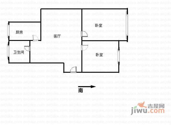 春江新城2室1厅1卫87㎡户型图