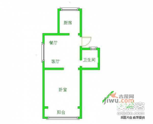 春江新城1室1厅1卫57㎡户型图