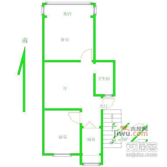 宁工新寓2室1厅1卫104㎡户型图