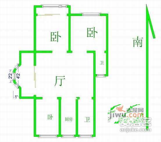 宁工新寓3室2厅2卫户型图