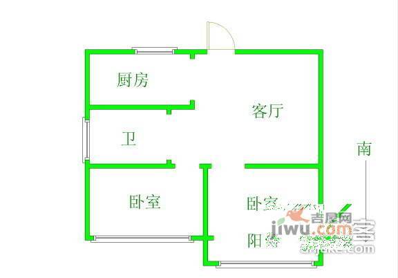 宁工新寓2室1厅1卫104㎡户型图