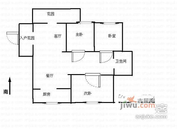 天元吉第城3室1厅1卫120㎡户型图