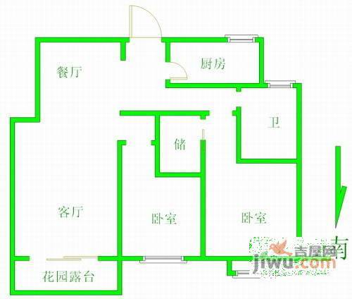 朗诗熙园2室1厅1卫100㎡户型图