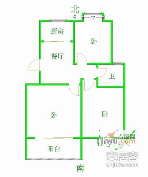 莱茵东郡3室1厅1卫108㎡户型图