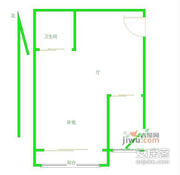 莱茵东郡1室1厅1卫65㎡户型图