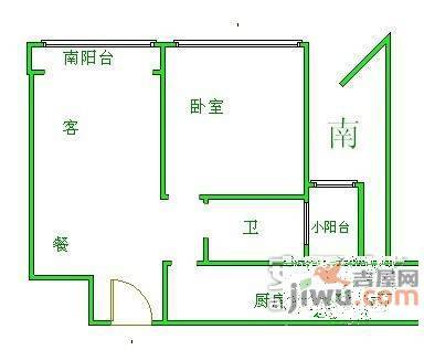 旭日华庭1室2厅1卫66㎡户型图