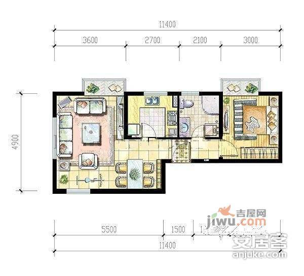 旭日华庭1室1厅1卫64㎡户型图