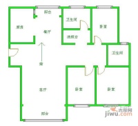 旭日华庭3室2厅2卫160㎡户型图