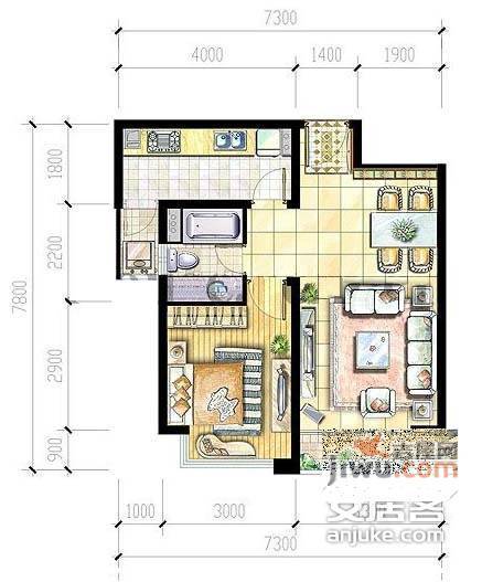 旭日华庭1室1厅1卫64㎡户型图