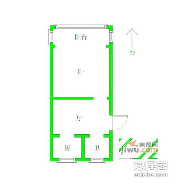 万科光明城市东苑1室1厅1卫56㎡户型图