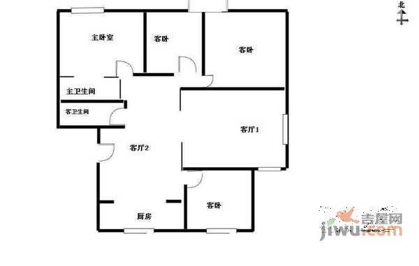 黄埔花园3室2厅2卫135㎡户型图