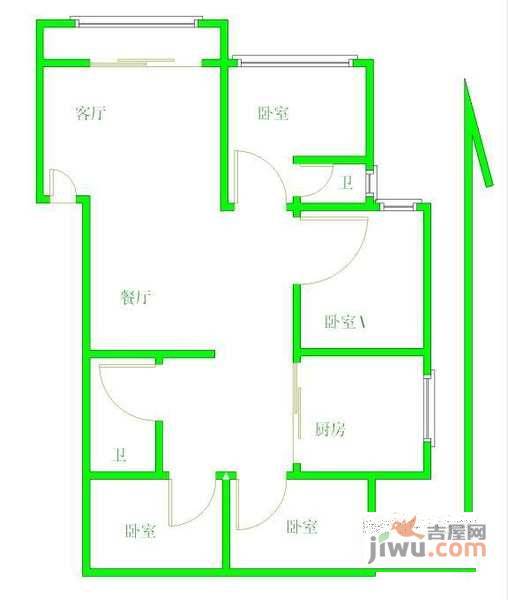 天地新城天枢座3室1厅1卫112㎡户型图