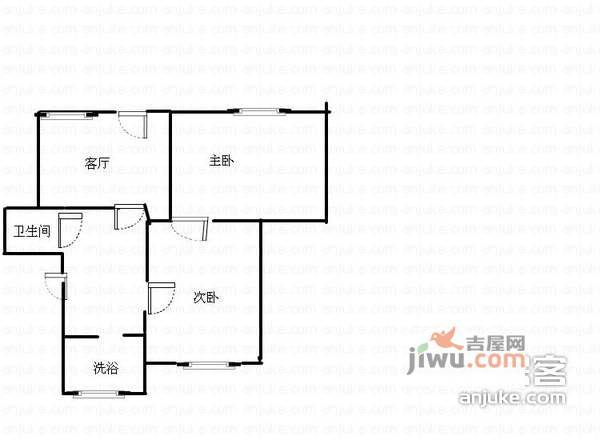 新华一村2室1厅1卫58㎡户型图