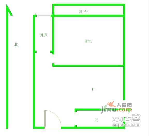 山水方舟1室1厅1卫42㎡户型图