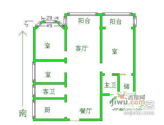 金盛曲水文华3室2厅2卫175㎡户型图