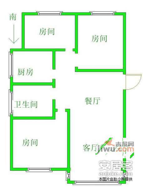 幸福美地3室2厅1卫110㎡户型图