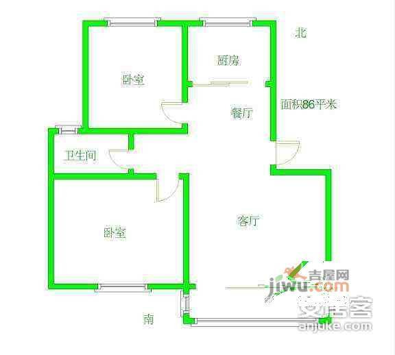 幸福美地2室1厅1卫户型图