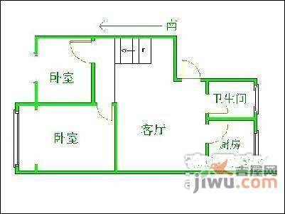 应天花园3室2厅1卫61㎡户型图