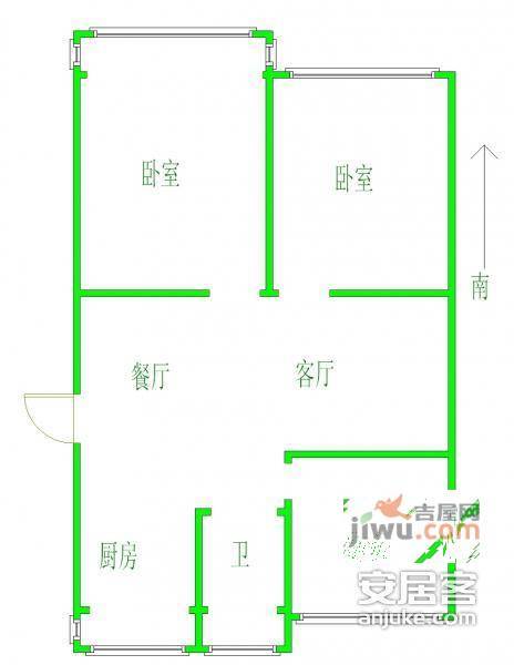 应天花园3室2厅1卫61㎡户型图