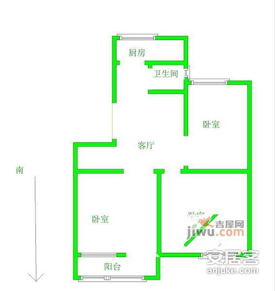 白云小区3室1厅1卫73㎡户型图