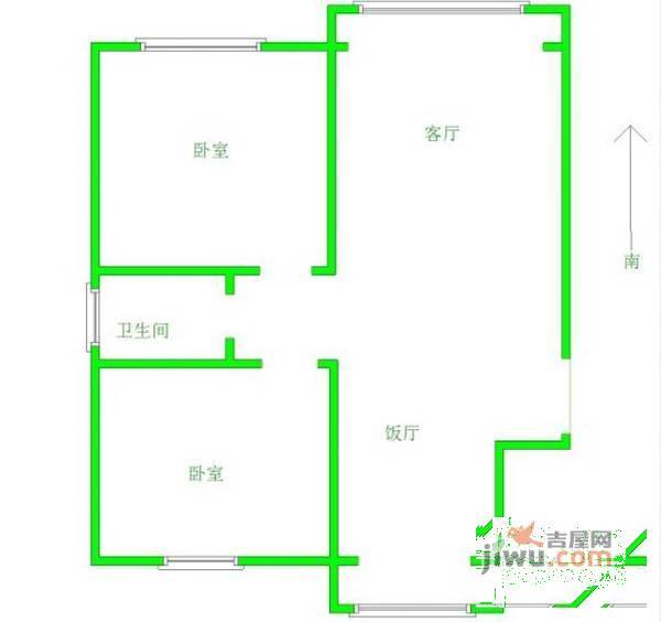 三金福邸2室2厅1卫87㎡户型图