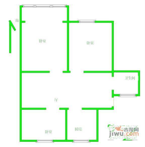 瑞金新村2室2厅1卫69㎡户型图